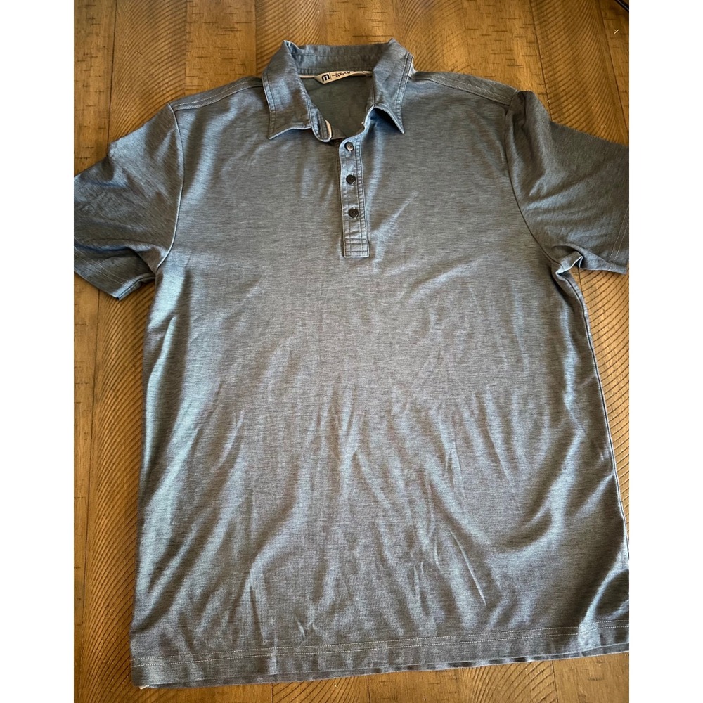 TravisMathew Men's Large Polo Shirt Gray Blue Cotton Modal Soft Golf Casual L